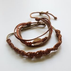 Brown Braided Bracelet Set